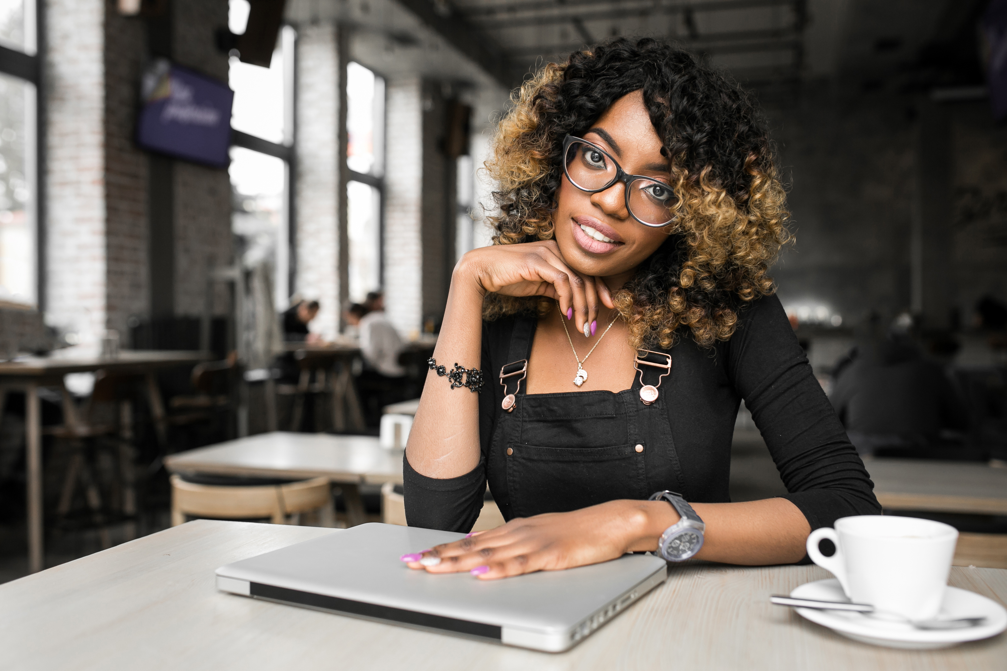 woman sitting at desk